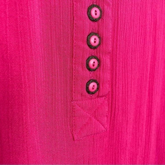 Vintage 80s 90s magenta pink oversized boxy relaxed fit short sleeve blouse top - Picture 7 of 16